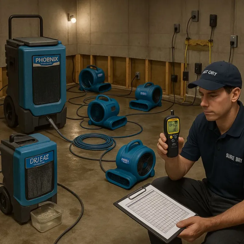 Structural Drying and Dehumidification process in Coopersburg, PA